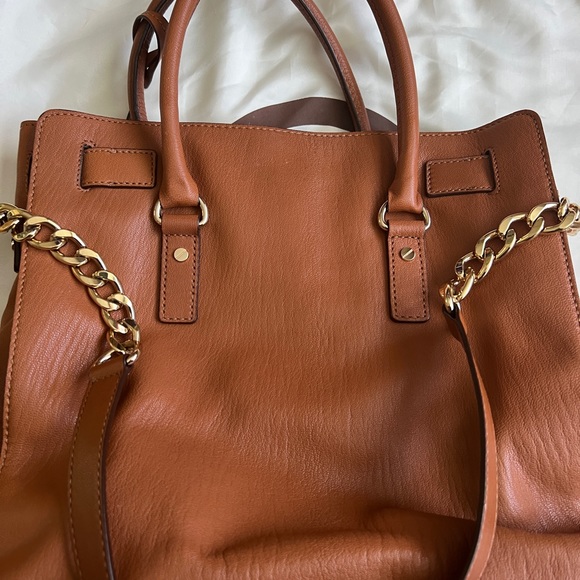 Like New Michael KORS Cognac Hamilton Large Bag convertible satchel - Picture 5 of 7